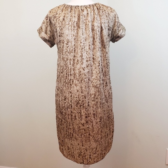 MICHAEL Michael Kors Babydoll Dress Short Sleeve Tan Animal Print - Picture 4 of 9